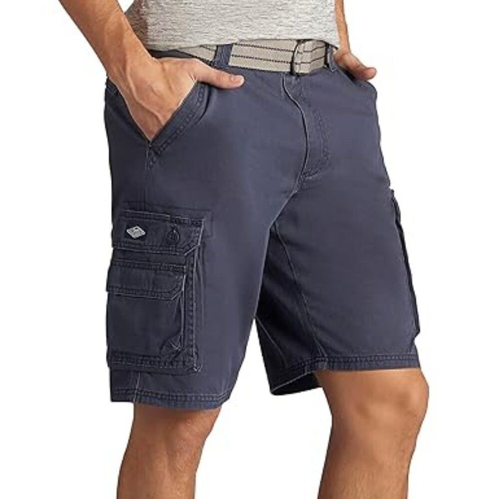Lee Men's Blue Dungarees Belted Wyoming Cargo Shorts Size 34